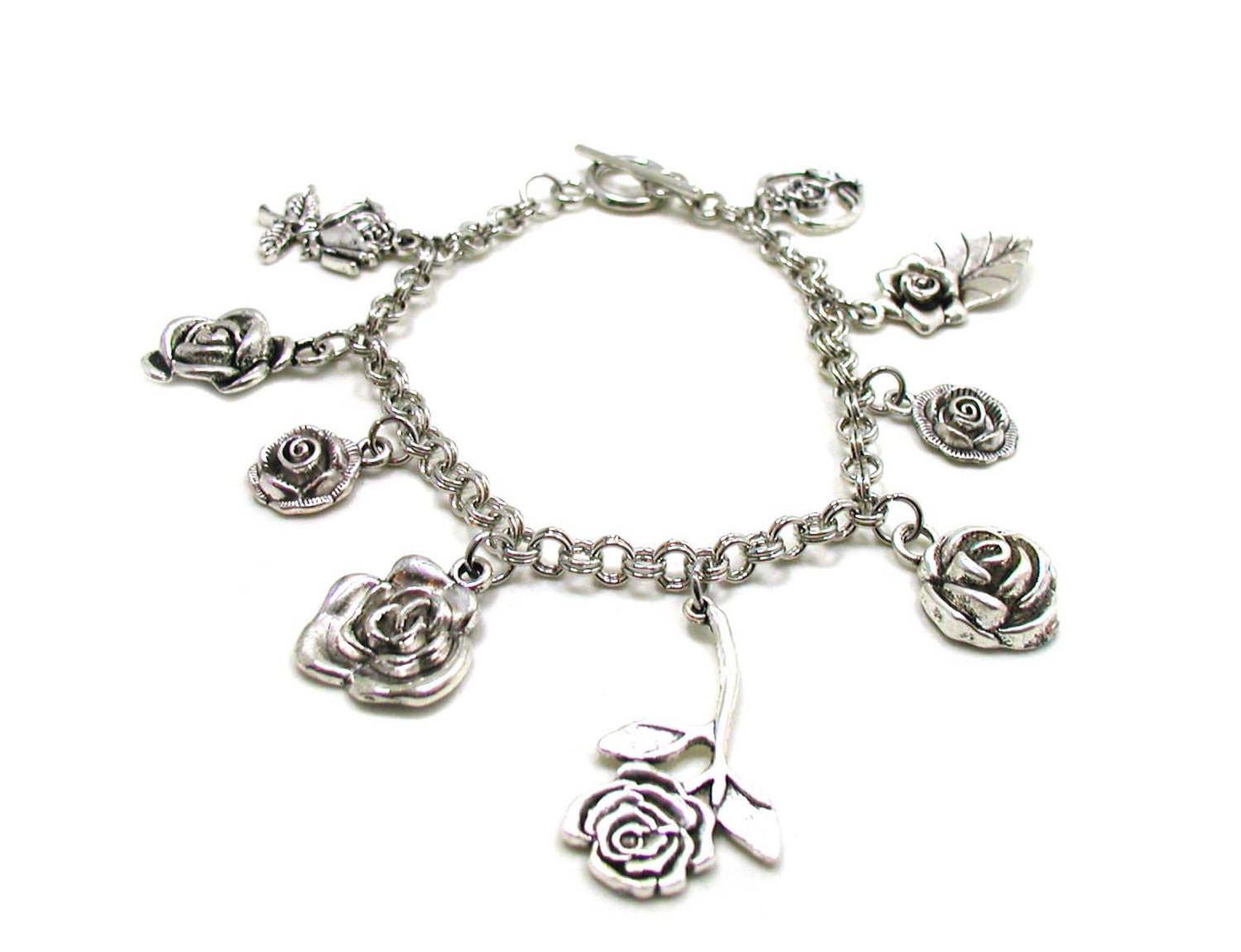 Rose Bracelet Rose Charm Bracelet Rose Jewelry Rose Lover