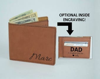 Personalized Wallet, Leather Engraved Wallet, Men's Wallet Gift, Unique Bi Fold Wallet, Custom Wallet, Father's Day Wallet, Monogram Wallet