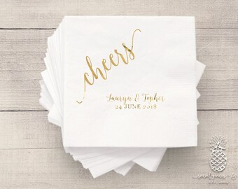 Wedding Napkins | Personalized Napkin | Monogram Napkins | Bridal Napkins | Custom Foil Napkins | Metallic Foil Napkins