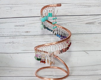 Copper Spiral Earring Display Stand ~ Cascade ~ Holds 60 + Earrings ~ Handmade Jewellery ~ Craft Stall Display~ Craft Fair Copper Stand~