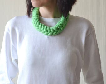 Green necklace linen necklace womens gift natural linen sister gift rustic necklace boho necklace vegan gift summer necklace linen jewelry