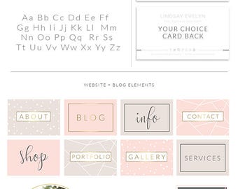 Premade Branding Kit, Photography Logo Set Watermark, Handwritten initials, Gold Initials Signature / Rose Gold Logo Design Stamp Logo 55
