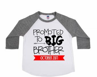 Promoted to Big Brother - Big Brother Announcement Shirts - Brother Shirts - Big Brother to Be - Personalized - Boys' Shirts