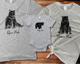 Papa Bear Mama Bear Baby Bear Shirts, Mama Bear T-shirt, Dad and Baby Matching Bear Shirt Set, Momma Papa Baby Bear, Gift for new dad mom