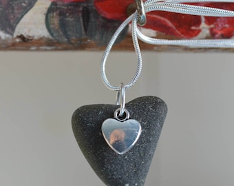 Sea glass heart necklace pendant seaglass necklace jewellery jewelry Celtic Sea Glass Gift for Her Silver plated chain One of a kind 10