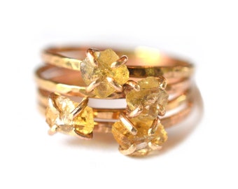 Raw Citrine Ring, November Birthstone Ring