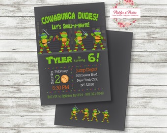 Ninja Turtles Birthday Invitation - Ninja Turtle Invitation - Turtle Party Supplies - Custom - Printable - Digital File