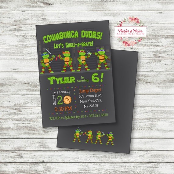 Ninja Turtles Birthday Invitation Ninja Turtle Invitation