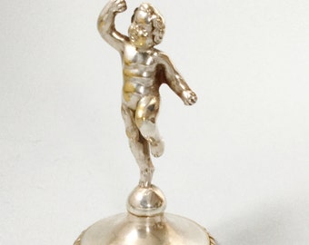 Vintage silver plated cherub statuette, ornament, Putti statue figure, Cherub figurine, bedroom boudoir decor