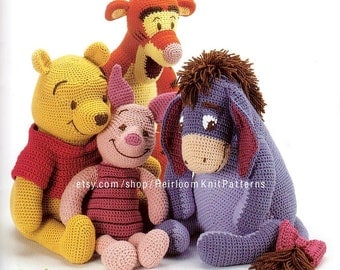 Winnie the Pooh and Friends Crochet Pattern PDF Baby Stuffed Toys Winnie the Pooh Tigger Eeyore Piglet Pattern Instant download PDF