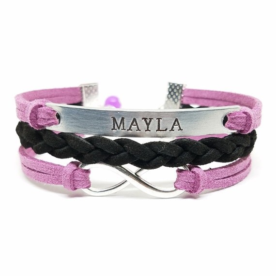 Items similar to Girls Name Bracelet Personalized Name Bracelet Hand Stamped ID Bracelet