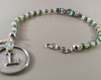 Genuine Blue moon and jade bead accented bracelet