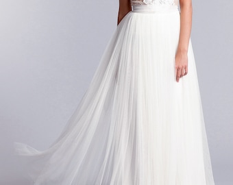 Bridal skirt, Long tulle skirt, Soft tulle skirt, Long bridal skirt in white or Ivory