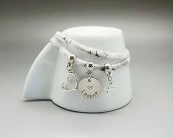 bracelet liberty argenté - médaille gravé enfant maman - bracelet maman - mom gift