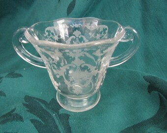Fostoria Navarre Etched Glass Sugar Bowl