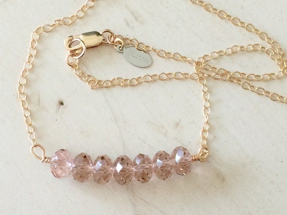Swarovski Vintage Rose Briolette Crystal Necklace, Yellow Gold