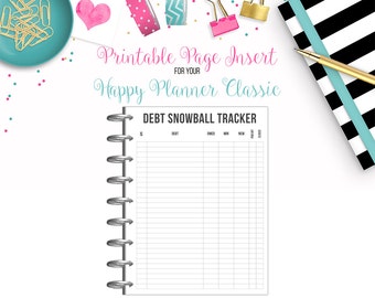 LAST CHANCE: Debt Snowball Tracker - Budget Binder Printable Page Insert for your Happy Planner Classic - Instant Download