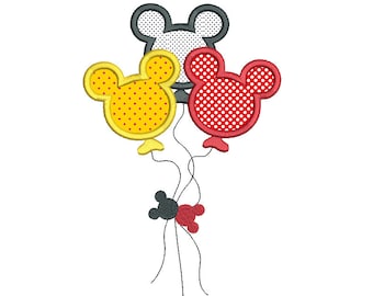 Mouse Ears Balloons Applique Machine Embroidery Design, Instant Download, Birthday Balloons, Party Balloons Embroidery Design no: SA535-12