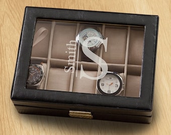 Personalized Men's Leather Watch Box - Personalized Watch Box - Husband Gifts - Father's Day Gifts - Gifts for Him - (GC1400)