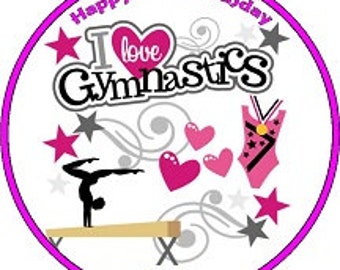 Gymnastics Personalised Pre Cut Icing/Rice Paper Cake Topper 7.5"