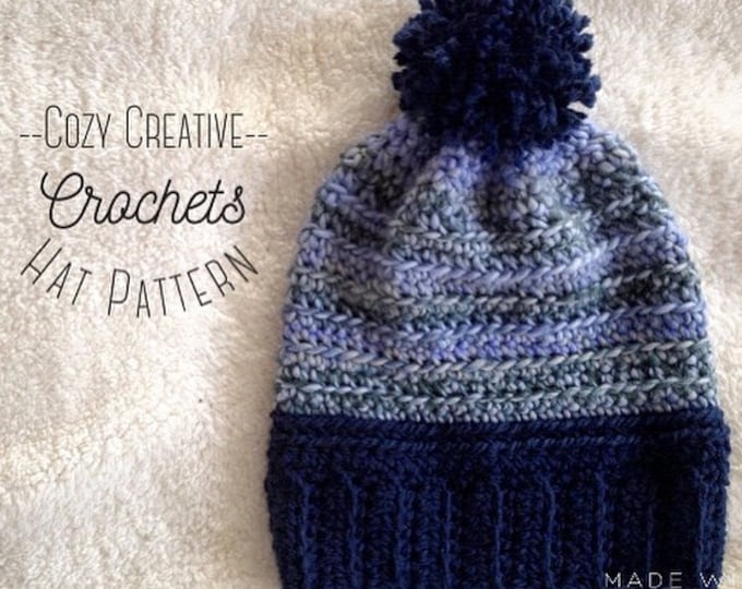 Crochet Hat Pattern, The Opal, Crochet beanie pattern, women's hat pattern, instant download, crochet slouchy hat pattern,