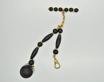 Black and Gold Pocket Watch Chain
