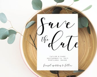 Modern Save the Date, Calligraphy Save the Date, Save the Date Printable, Save the Date Cards, Printable Save the Date, Simple Save the Date