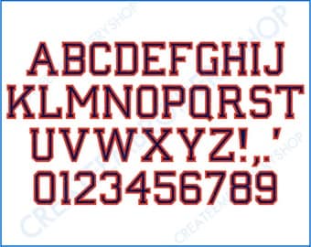 Old School - 2 Color Font - 1", 1.5", 2" Sizes - ** Numbers are 1" Only **
