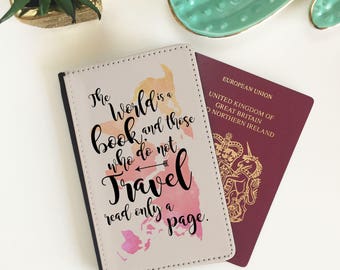 Passport Cover - Passport Case - Passport Wallet - World is a Book