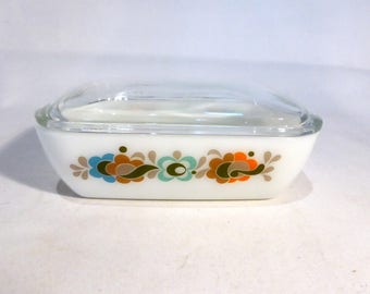 JAJ Pyrex Individual casserole / butter dish in “Carnaby” design – original from the 1970s