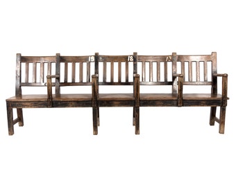 Antique Colonial Outdoor Theater Bench II, teak Bench, Reclaimed Wood Bench, long Bench, carved Bench, Rustic Bench, Indian bench, colonial