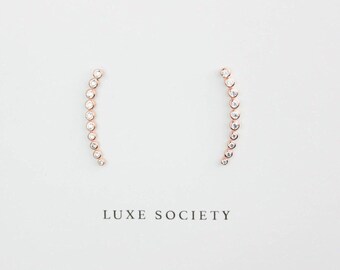 Rose Gold Ear Climbers, Ear Climbers, Ear Jacket, Rose Gold Ear Jacket, Gold Earrings