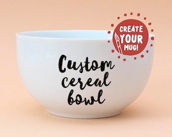 Custom cereal bowl, white ceramic bowl - hand decorated! Large cereal bowl.