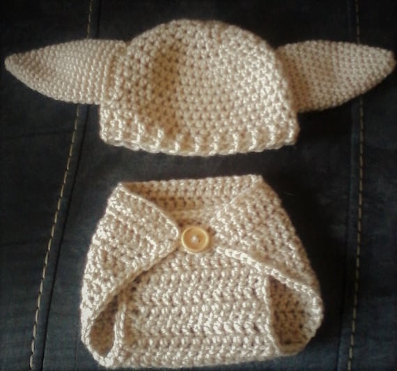 Handmade Crochet Harry Potters Dobby Diaper Cover and Hat