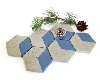 Hexagon Concrete Coasters Home Decor Modern Simple