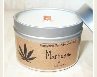 MARIJUANA / WEED / Ganja / Cannabis scented Soy Candle Tin, Scented Soy Candles, Hand Poured Soy Candles, Soy Candles Handmade, Tin