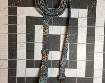 Grey, Purple, Teal Flower Print Dog Leash