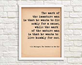 Jd salinger quote | Etsy