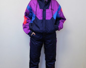 Two Pieces Ski Suit High quality Materials Retro Snowsuit Vintage Snowboard Suit Outdoor Winter Wear Snow Gear Blue Red Medium to Large