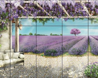 Ceramic Tile Mural or Backsplash 12.75 x 21.25 Lilac Fields 219