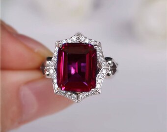 Lab Ruby Ring Ruby Engagement Ring/ Wedding Ring 925 Sterling Silver Ring Anniversary Ring