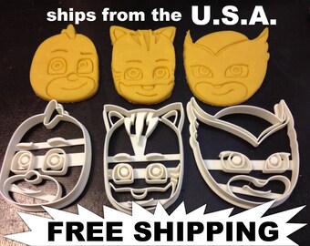 PJ Masks Faces Cookie Cutters. Cat Boy, Gekko, and Owlette. Throw a PJ Masks Themed Birthday Party with your favorite PJ friends! P J Mask