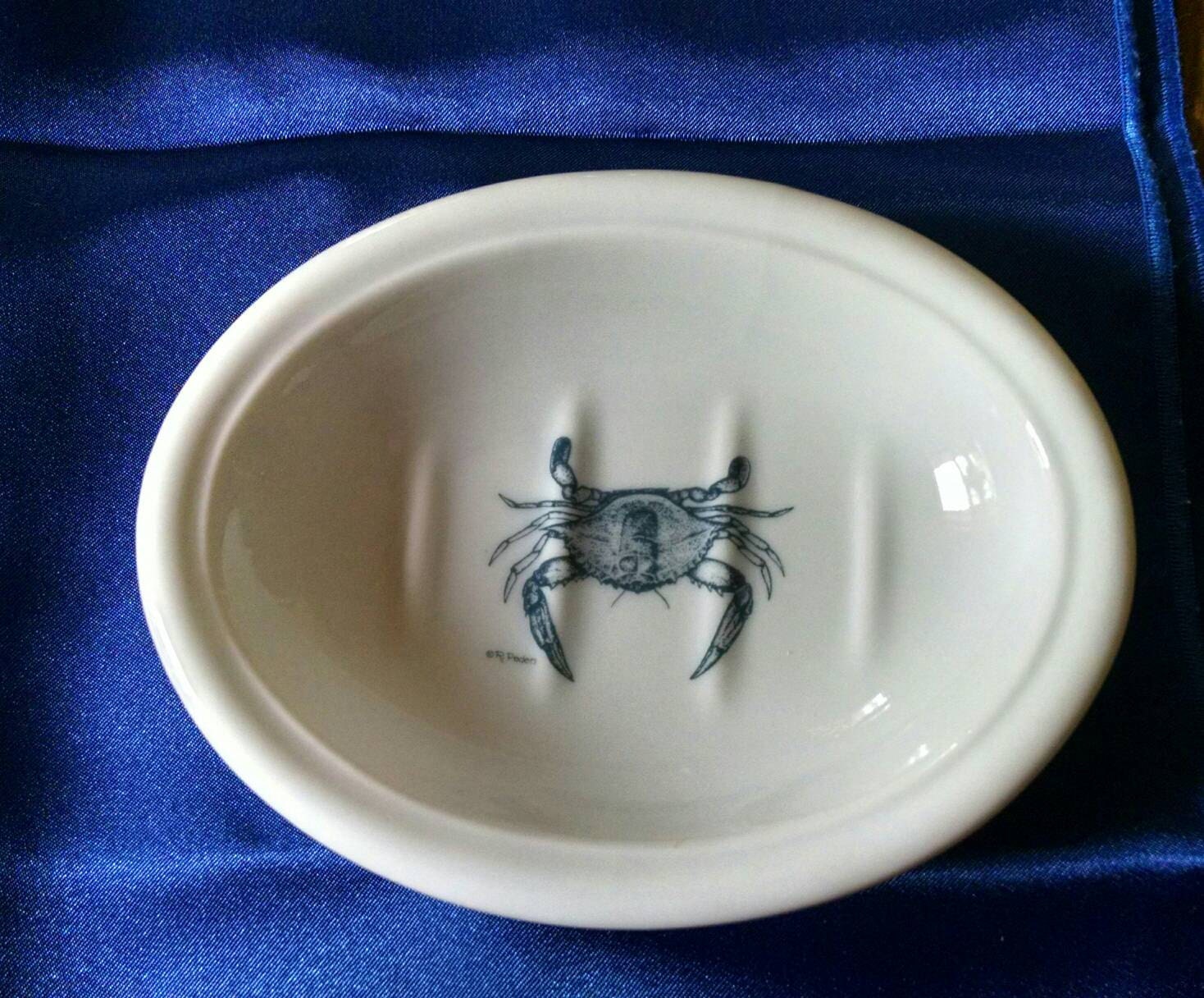 Blue Crab Soap Dish porcelain