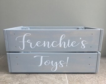 Dog toy storage crate , vintage style box , pet toy container , birthday gift for her or him , dog lover present