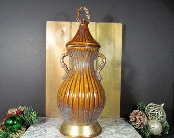 Vintage, Jim Beam, Collectible Decanter, Ribbed, Brown and Blue Glaze, Twist Off Cap, Genuine Regal China, 1979,