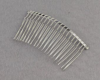 30pcs Silver Metal Hair Combs 20 teeth - Wedding Bridal Accessory,Hair Accessories,DIY Wholesale Metal Hair Comb--75x38mm