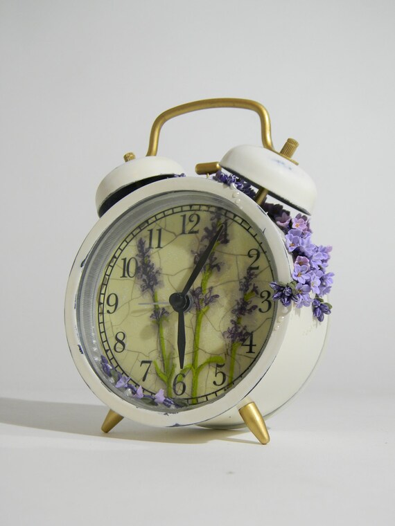 provence alarm clock shabby chic clock lavender rustic provence alarm clock shabby chic clock lavender rustic