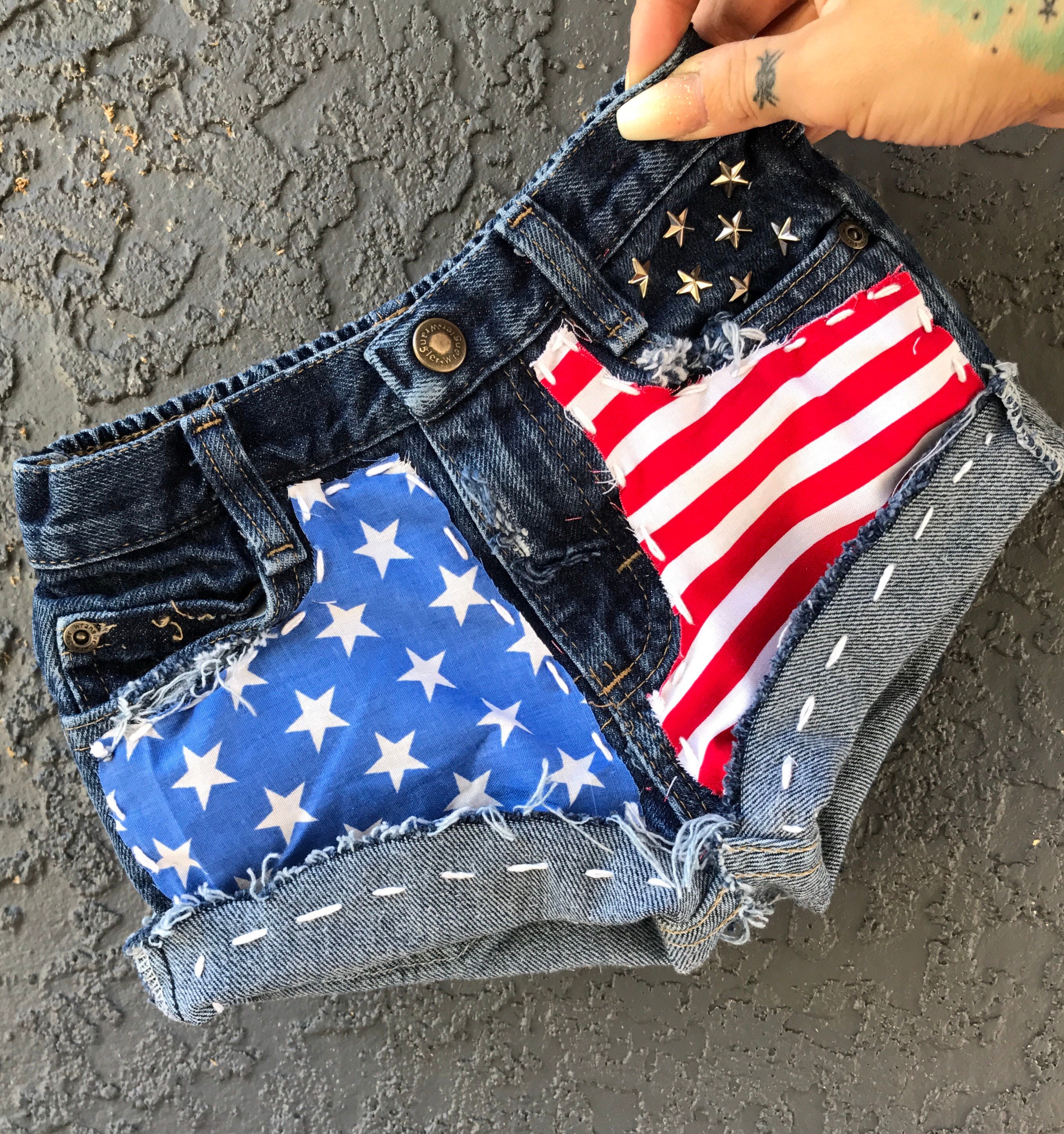 BORN in the USA baby girl toddler AMERICAN flag patriotic 4th