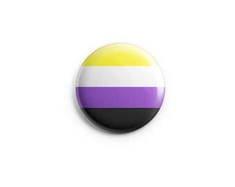 Nonbinary pride flag button, nonbinary button, non-binary magnet, 1.25" pinback buttons, pins, badges, gender binary, pride button
