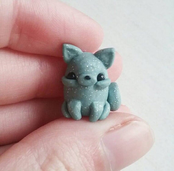 Items similar to Arctic fox polymer clay animal sculpture, miniature ...